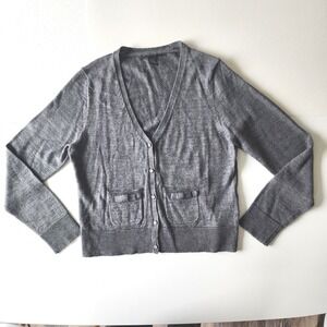 SARAH SPENCER Cardigan Womens Med Petite Wool Blend Knit‎ Pockets Classic Luxury